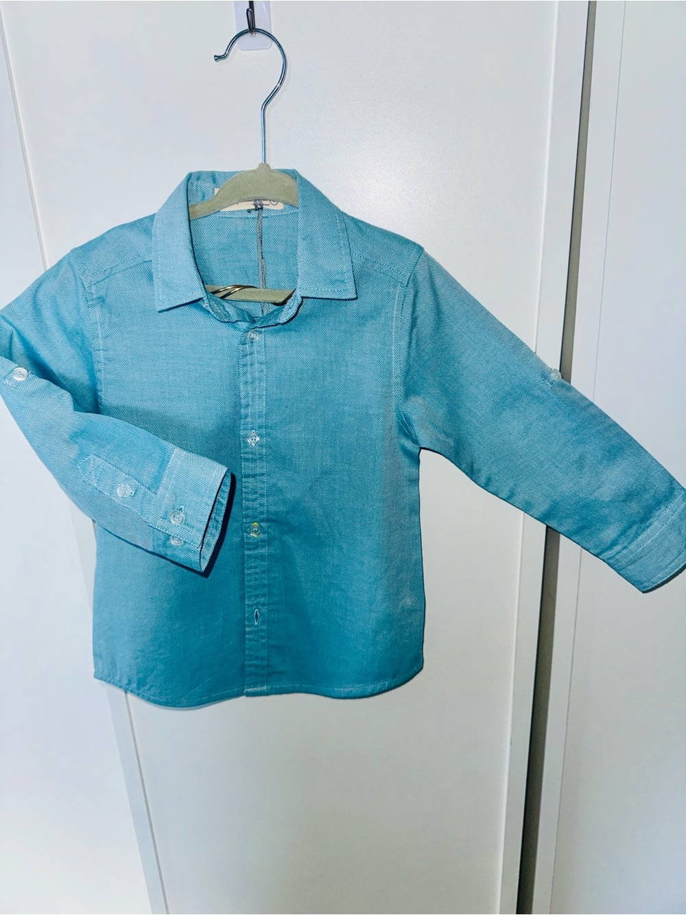 deux par deux Light Blue Button-Down Shirt for Kids